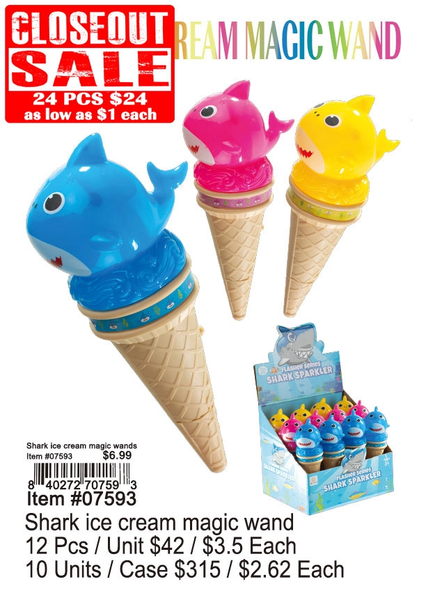 Shark Ice Cream Magic Wand 24 Pcs. - Closeout