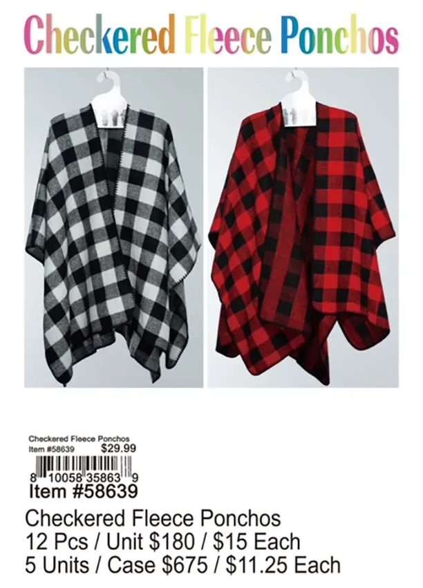 Checkered Fleece Ponchos