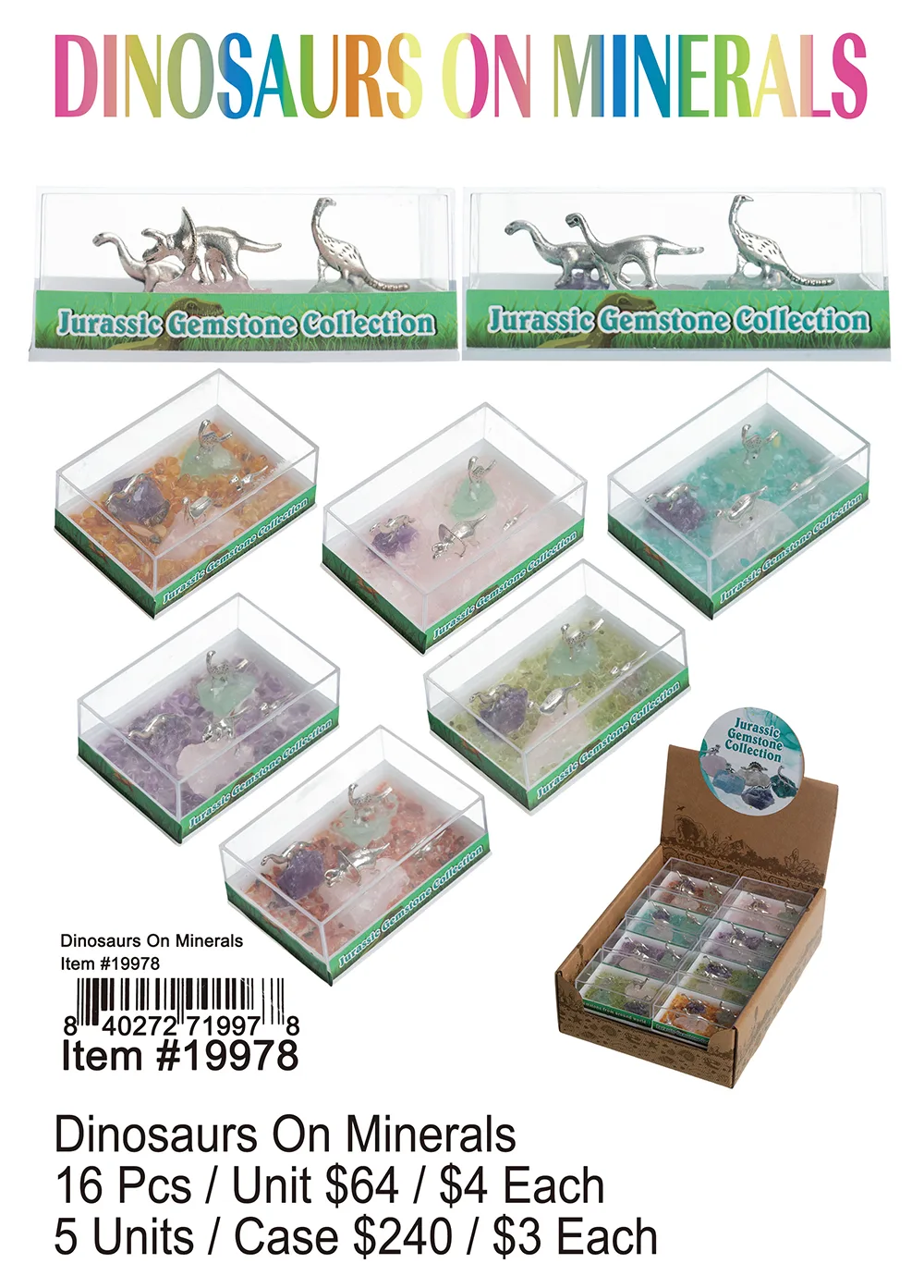 Dinosaurs On Minerals 16 Pcs.