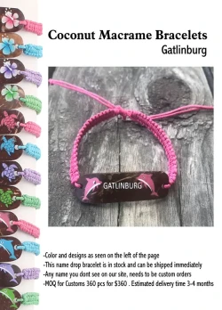 Coconut Macrame Bracelets - Gatlinburg - Closeout 200 Pcs.