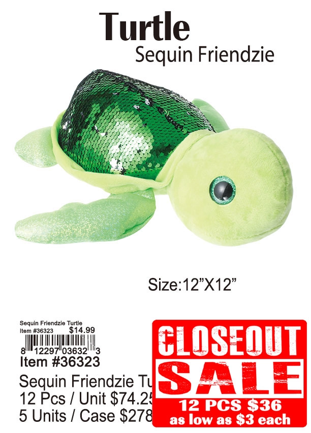 Sequin Friendzie Turtle 12 Pcs. - Closeout