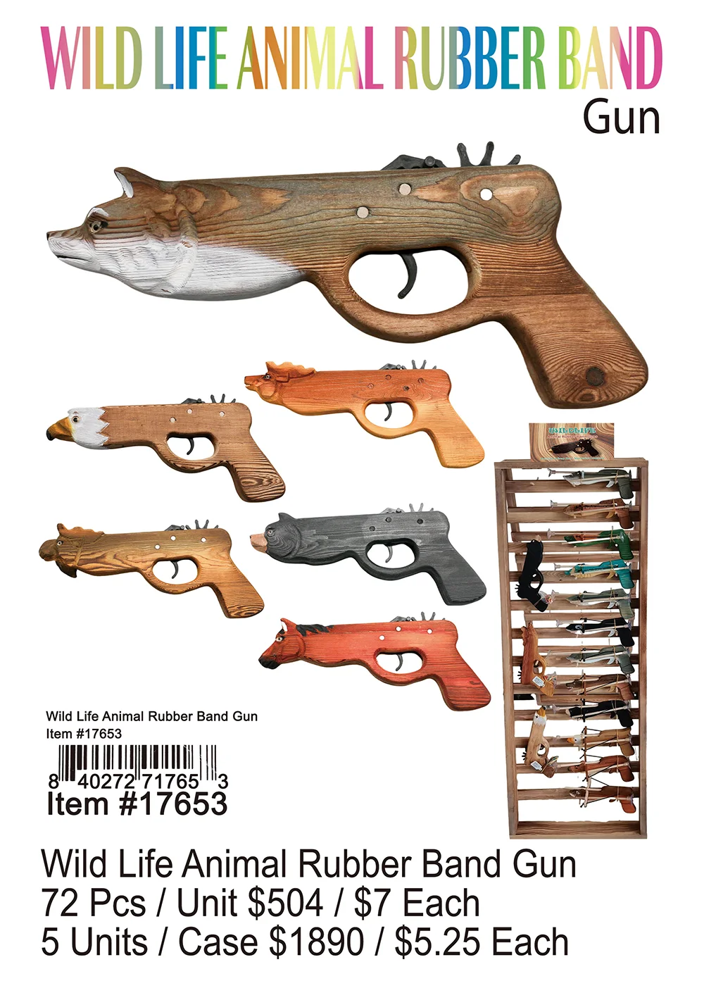 Wild Life Animal Rubber Band Gun 72 Pcs.