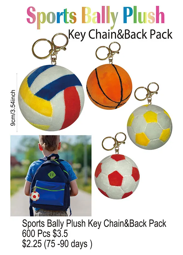 Sports Ball Plush Keychain and Backpack-Bulk Offer