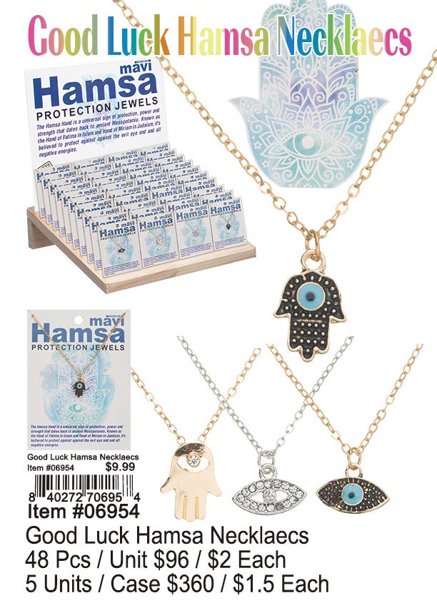 Good Luck Hamsa Necklaces 48 Pcs.