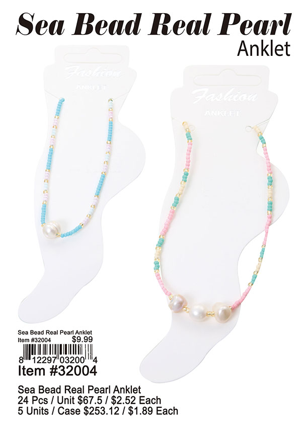 Sea Bead Real Pearl Anklet