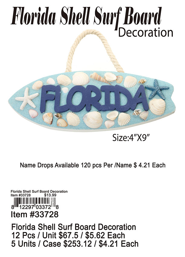 Florida Shell Surf Board Decoration