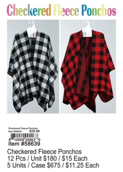 Checkered Fleece Ponchos