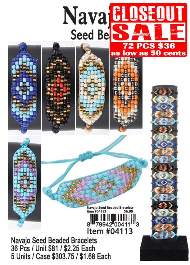 Navajo Seed Beaded Bracelets 72 Pcs. - Closeout