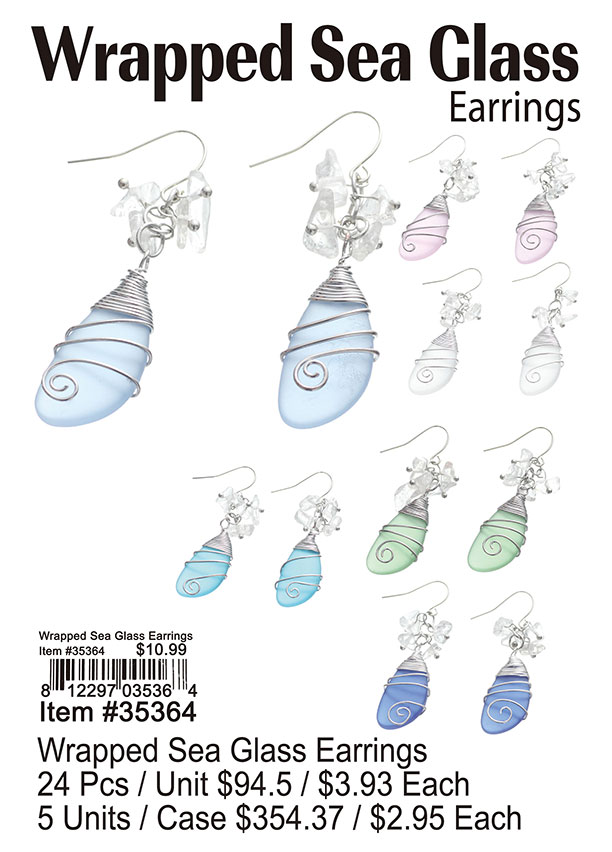 Wrapped Sea Glass Earrings