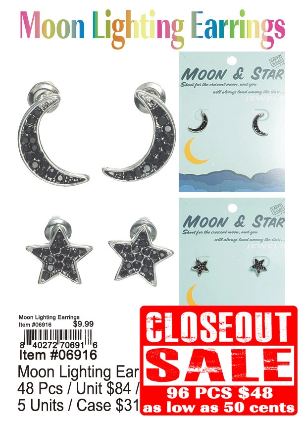 Moon Light Earrings 96 Pcs. - Closeout