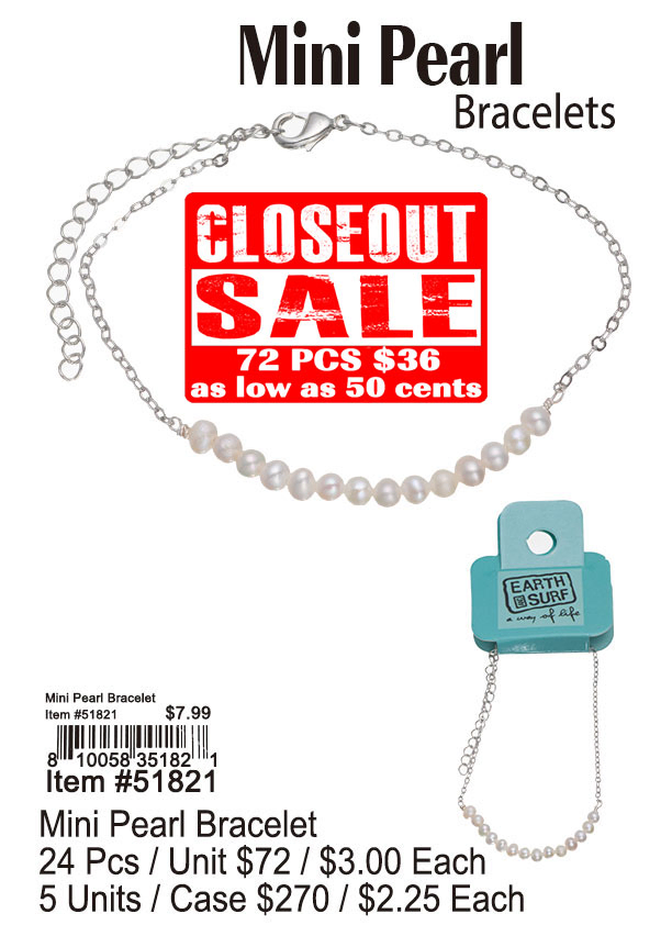 Mini Pearl Bracelet 72 Pcs. - Closeout