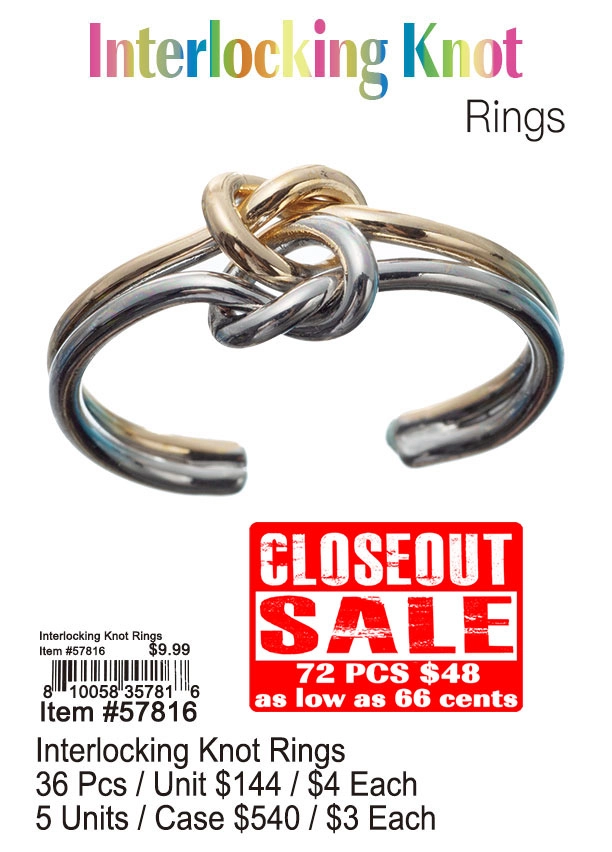 Interlocking Knot Rings 72 Pcs. - Closeout