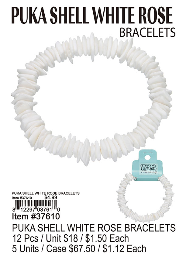 Puka Shell White Rose Bracelets