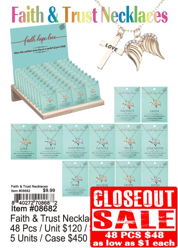 Faith and Trust Necklaces 48 Pcs. - Closeout