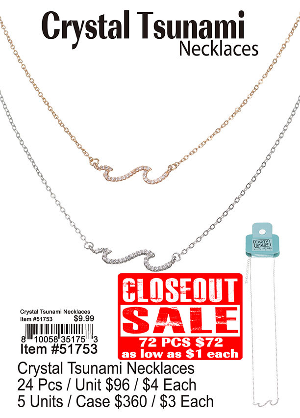 Crystal Tsunami Necklaces - Closeout 72 Pcs.