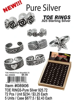 Toe Rings-Pure Silver 925 72 Pcs.