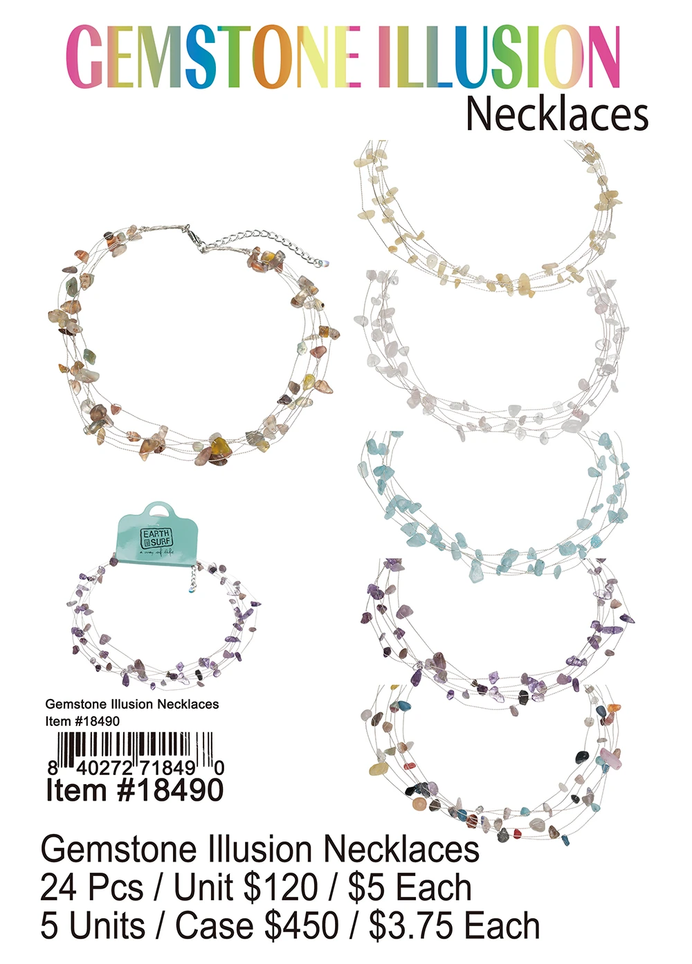 Gemstone Illusion Necklaces 24 Pcs.