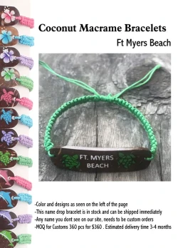 Coconut Macrame Bracelets -Ft Myers Beach - Closeout 200 Pcs.