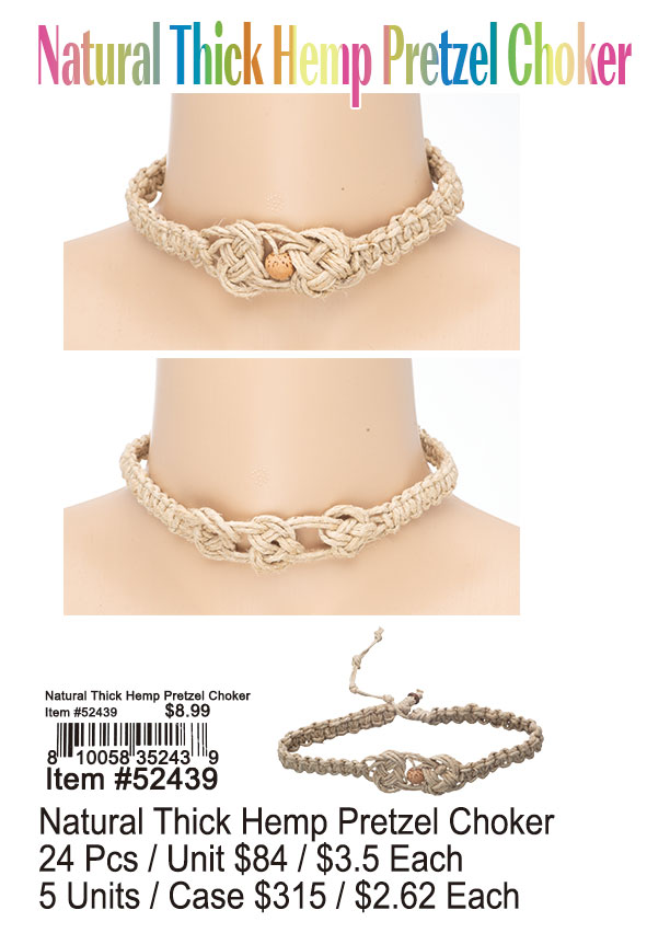 Natural Thick Hemp Pretzel Choker