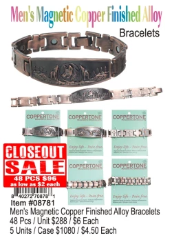 Men's Magnetic Copper Finished Alloy Bracelets - Closeout