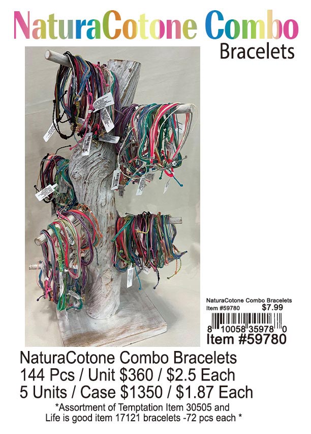 Natura Cotone Combo Woven Bracelets 144 Pcs.