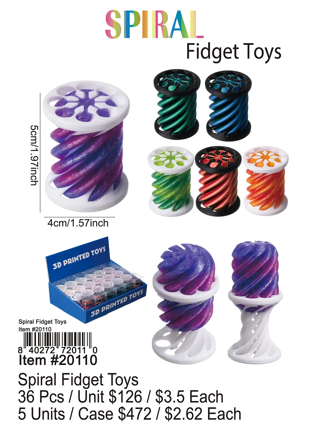 Spiral Fidget Toys 36 Pcs.