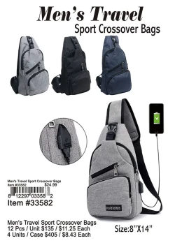 Men Travel Sport Crossover Bags 12 Pcs.