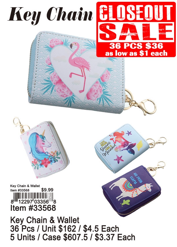 Keychain and Wallet 36 Pcs. - Closeout