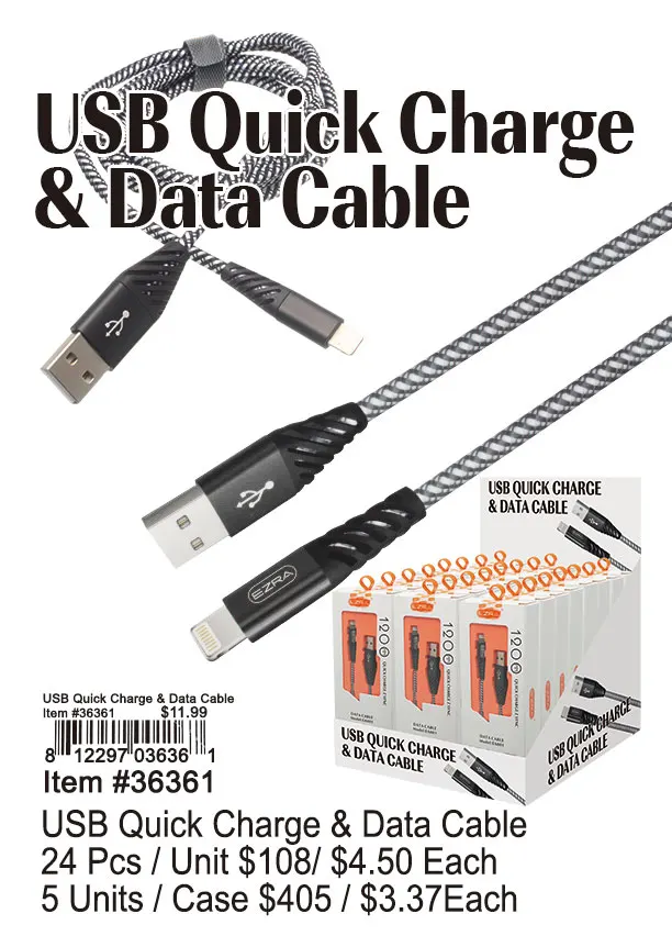 USB Quick Charge and Data Cable