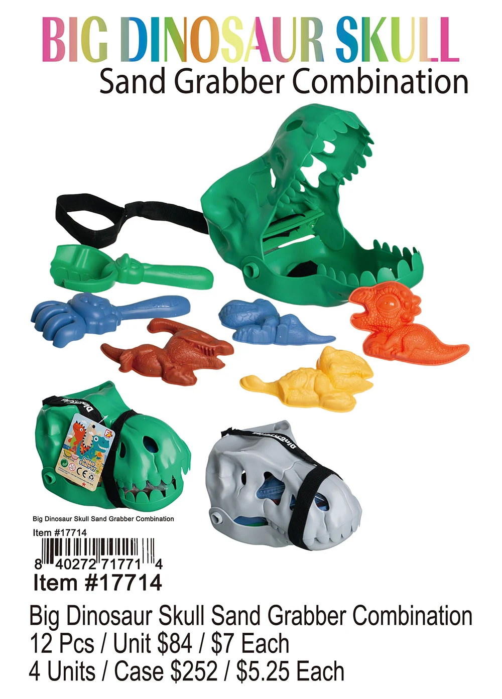 Big Dinosaur Skull Sand Grabber Combination 12 Pcs.