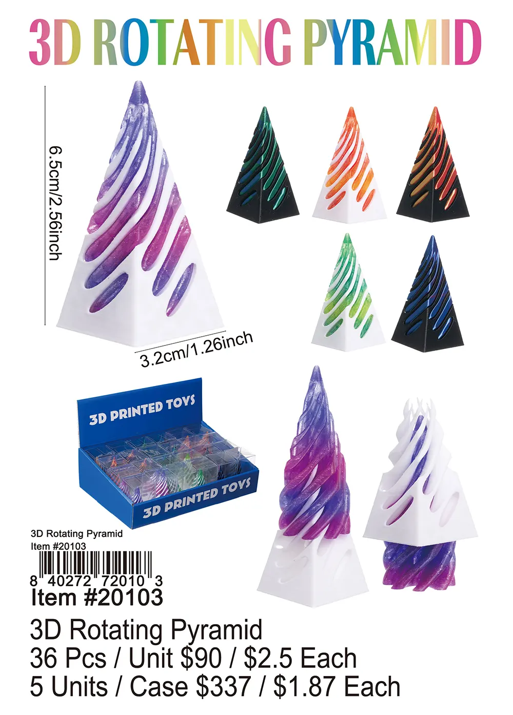 3D Rotating Pyramid 36 Pcs.