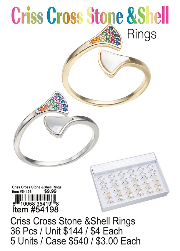 Criss Cross StoneandShell Rings