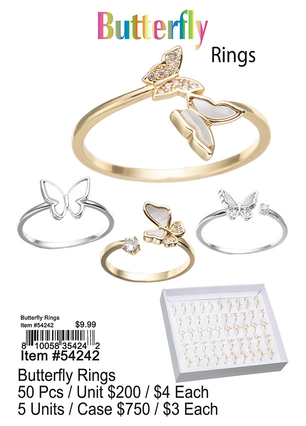 Butterfly Rings 50 Pcs.