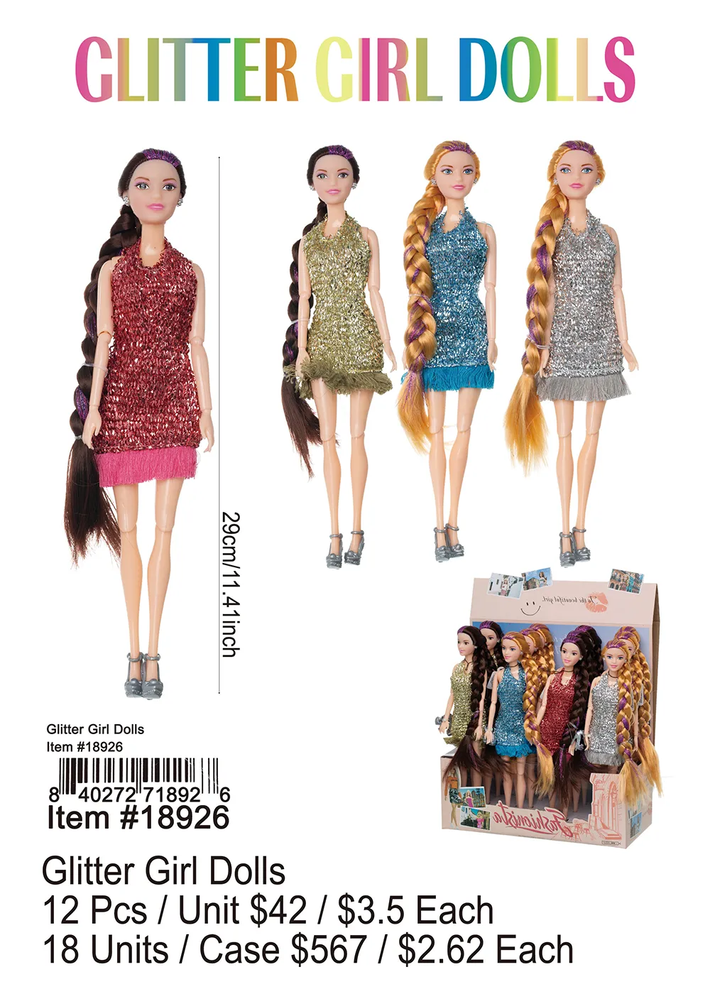 Glitter Girl Dolls 12 Pcs.