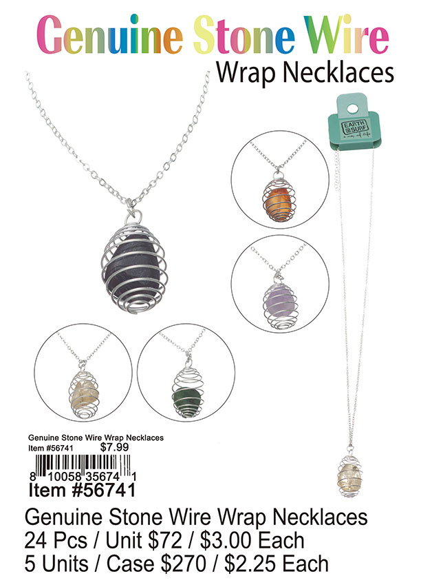 Genuine Stone Wire Wrap Necklaces