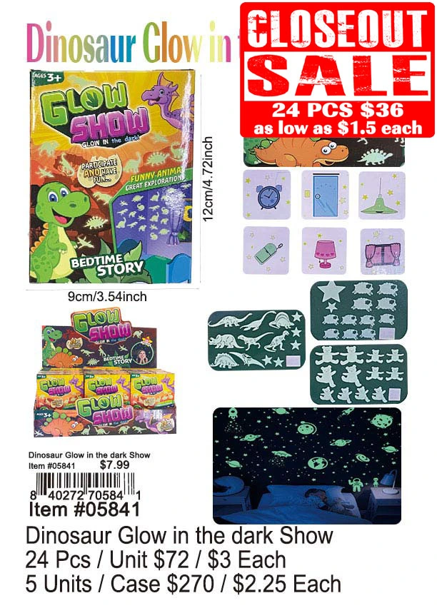 Dinosaur Glow in the Dark Show 24 Pcs. - Closeout