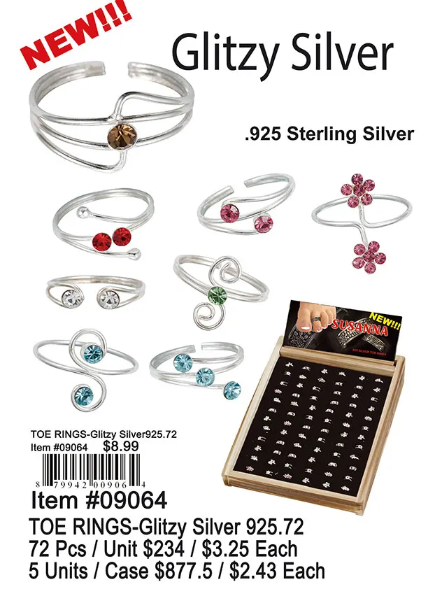 Glitzy Silver Toe Rings 72