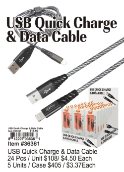 USB Quick Charge and Data Cable 24 Pcs.