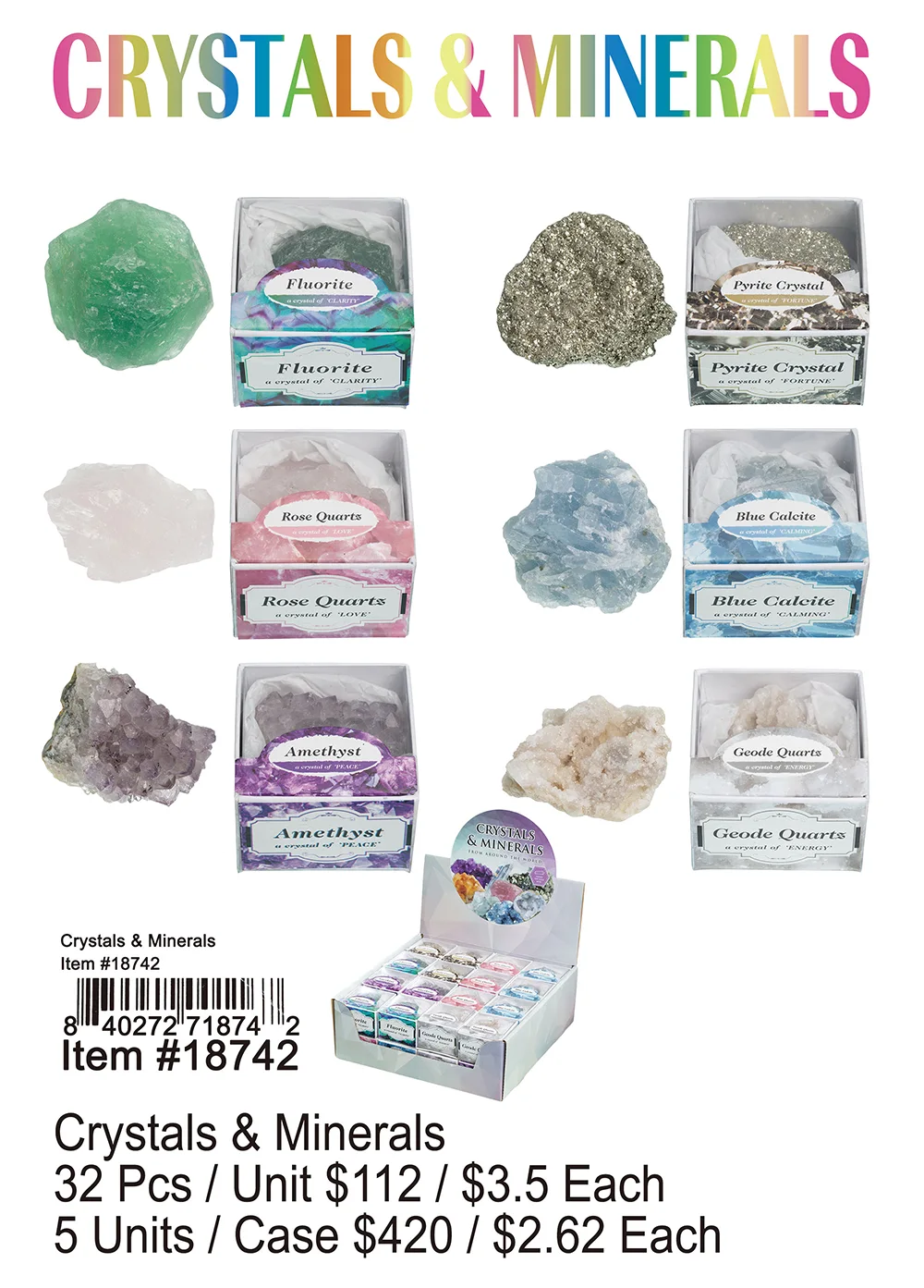 Crystals and Minerals 32 Pcs.