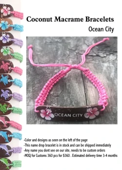 Coconut Macrame Bracelets - Ocean City - Closeout 200 Pcs.