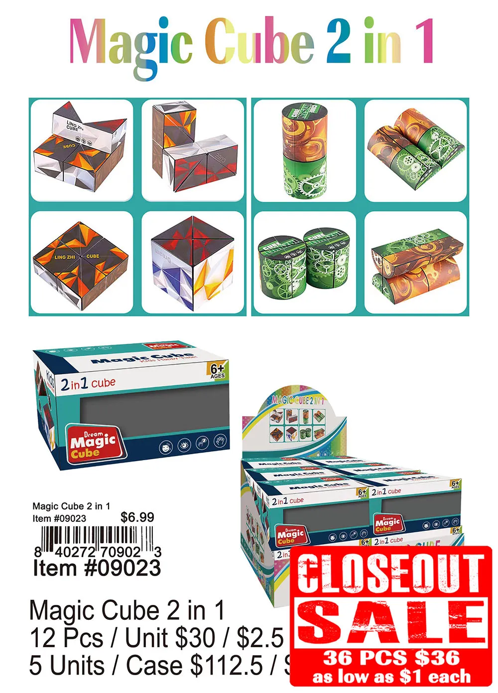 Magic Cube 2 in 1 36 Pcs. - Closeout