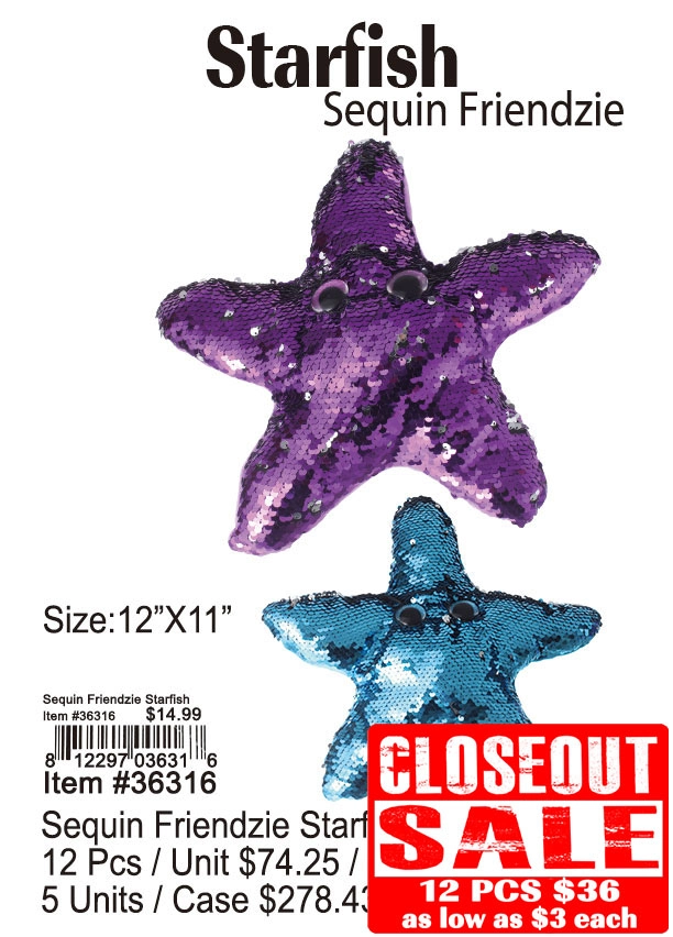 Sequin Friendzie Starfish 12 Pcs. - Closeout