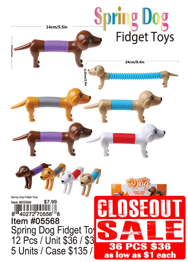 Spring Dog Fidget Toy 36 Pcs. - Closeout