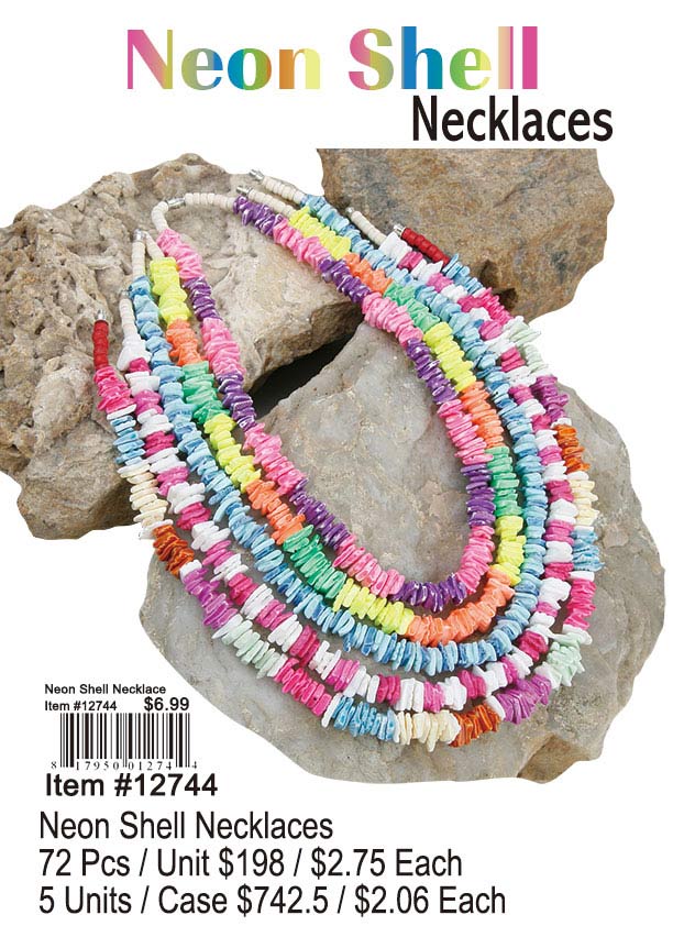 Neon Shell Necklaces 72 Pcs