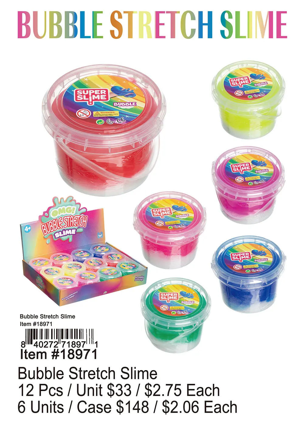 Bubble Stretch Slime 12 Pcs.