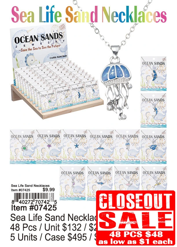 Sea Life Sand Necklaces 48 Pcs. - Closeout