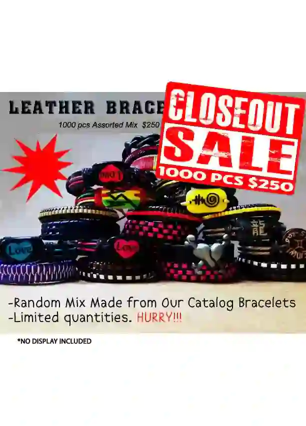 Leather Bracelets Combo - Closeout 1000 Pcs.