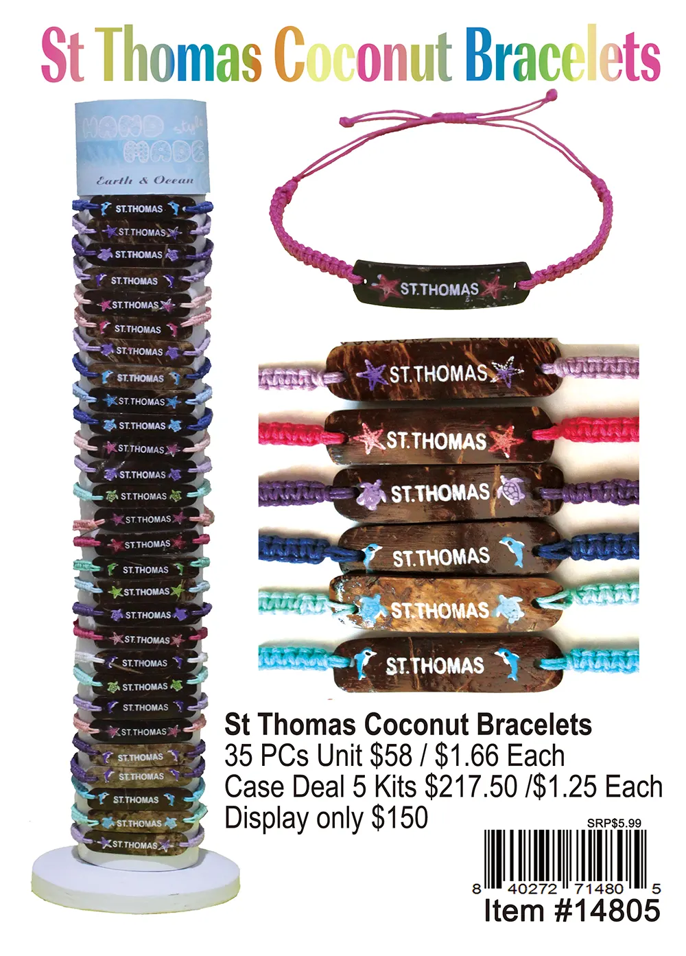 St Thomas Coconut Bracelets - 35 Pcs.