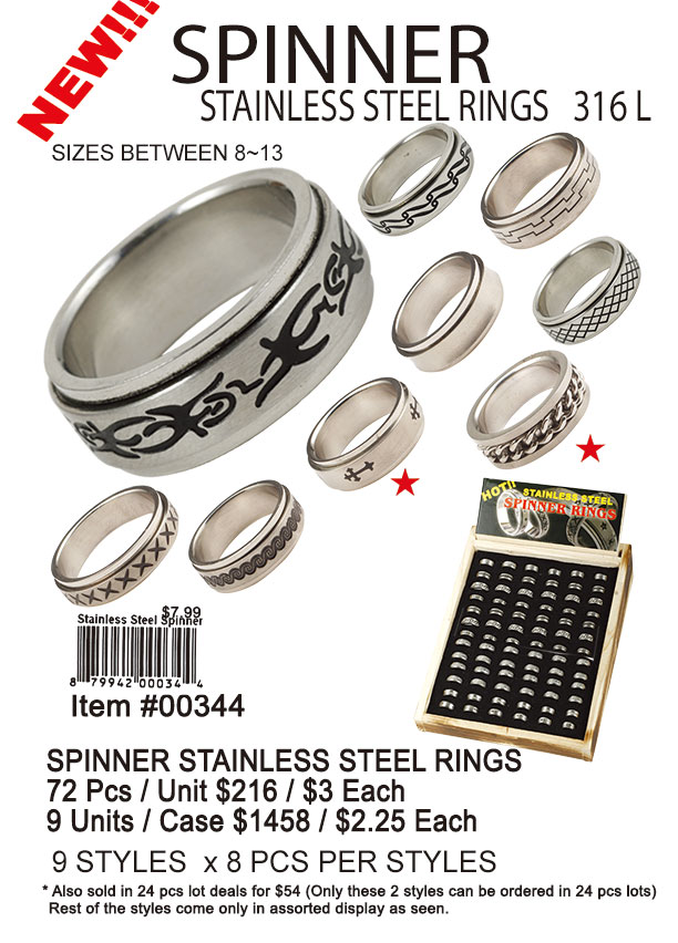 Stainless Steel Rings 72 Pcs