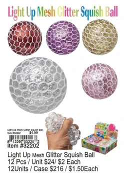 Light Up Mesh Glitter Squish Ball